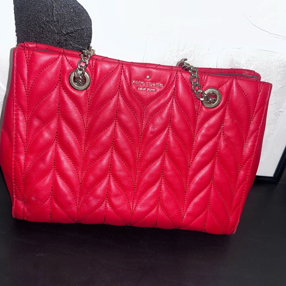 Kate Spade Red Quilted Leather Tote